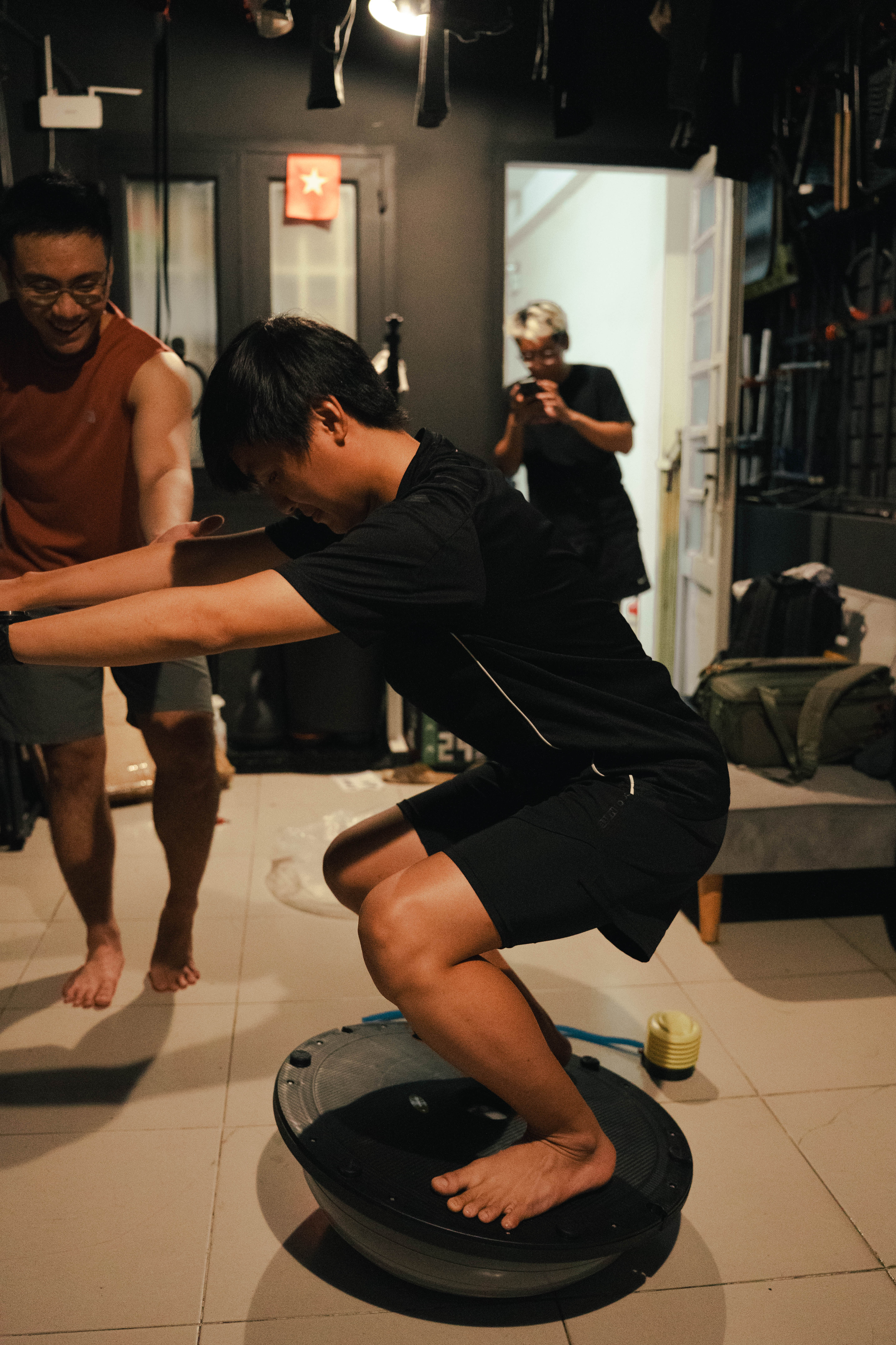 Choiee student doing the Bosu squat test