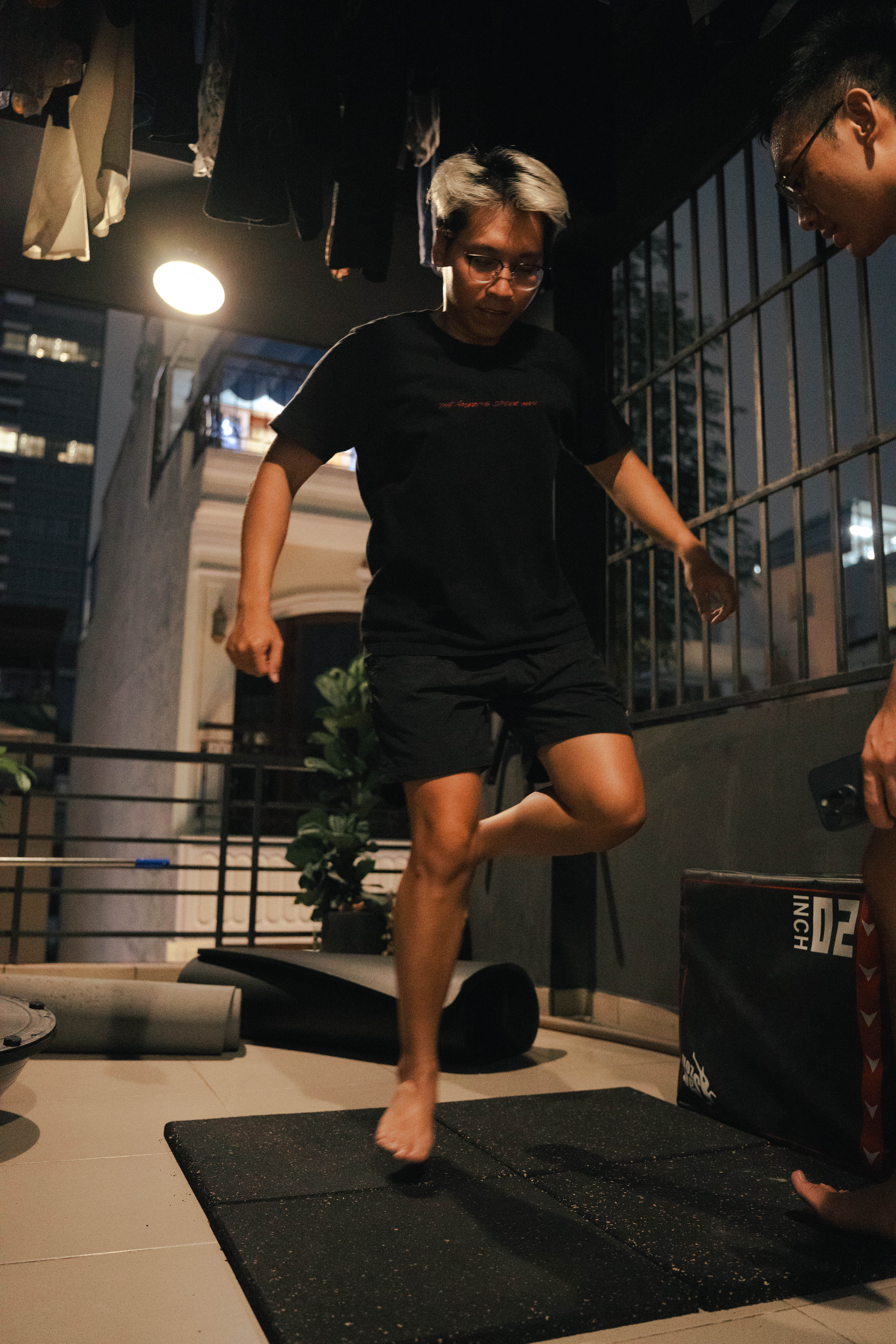 Choiee student doing the single-leg hop test